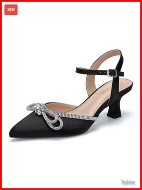 Wide Width Kitten Heels Pointed Closed Toe Pumps Ankle Strap Wedding Party